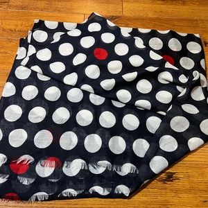 Banana Republic Dolores Scarf Polka - Navy and White w/Red dot